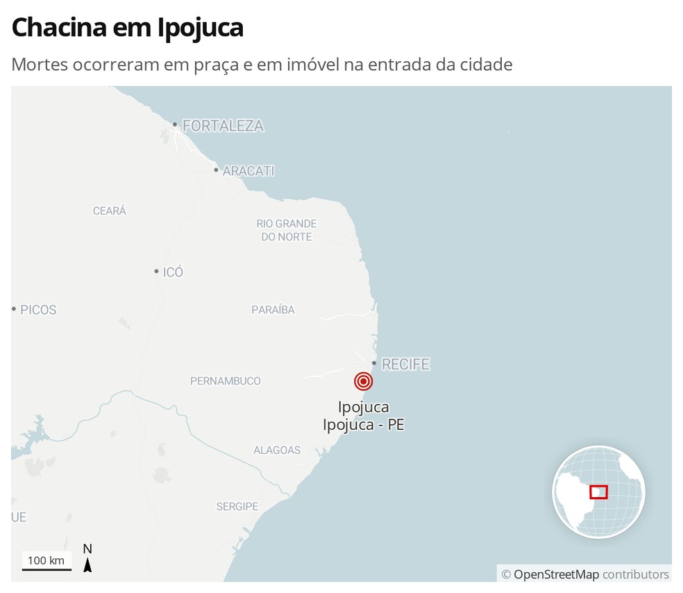 Chacina deixou cinco mortos e 12 feridos em Ipojuca na Regio Metropolitana do Recife Foto ArteG1