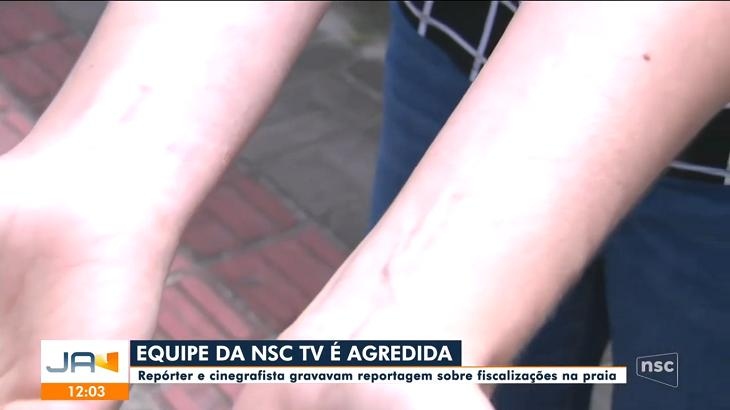 Reprter da Globo agredida em praia de Santa Catarina Nada justifica essa violncia - Televiso - NaTelinha