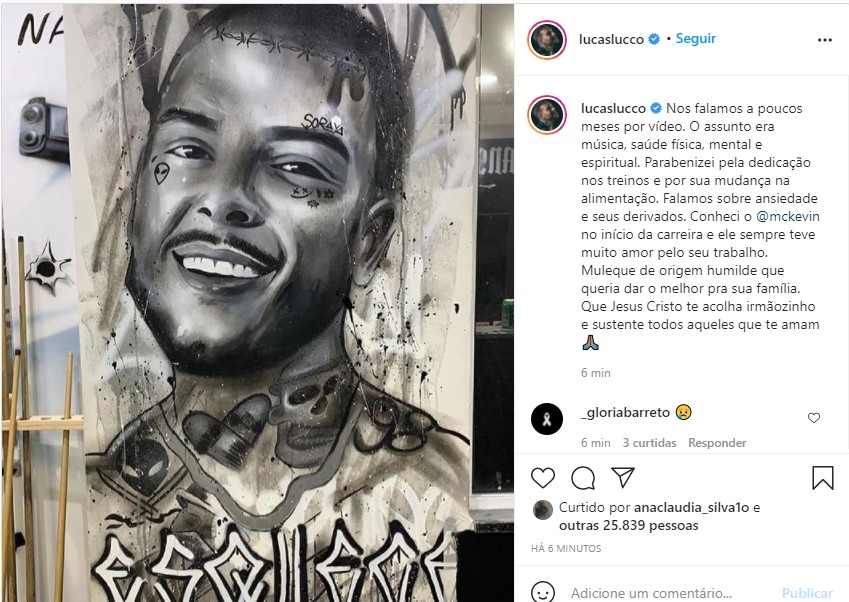 Lucas Lucco lamenta morte de MC Kevin Foto Reproduo Instagram