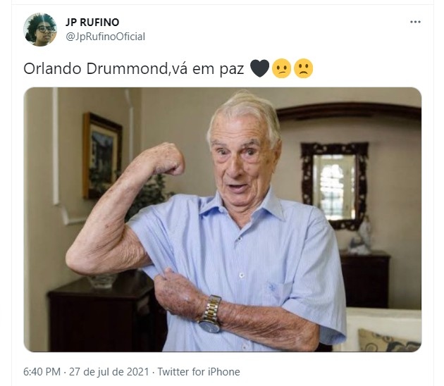  J P Ruffino se despede de Orlando Drummond Foto Reproduo Instagram