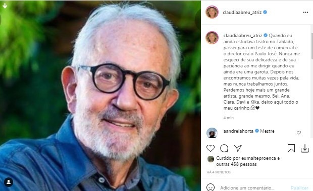 Famosos lamentam morte de Paulo Jos Foto ReproduoInstagram