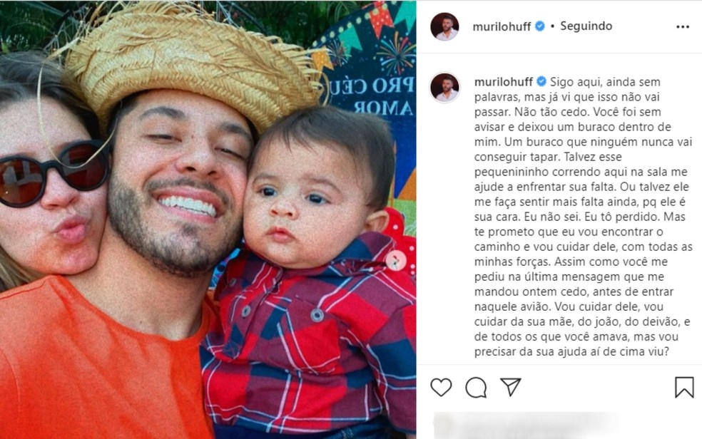Marlia Mendona pediu a Murilo Huff antes de embarcar que cuidasse do filho Foto InstagramReproduo