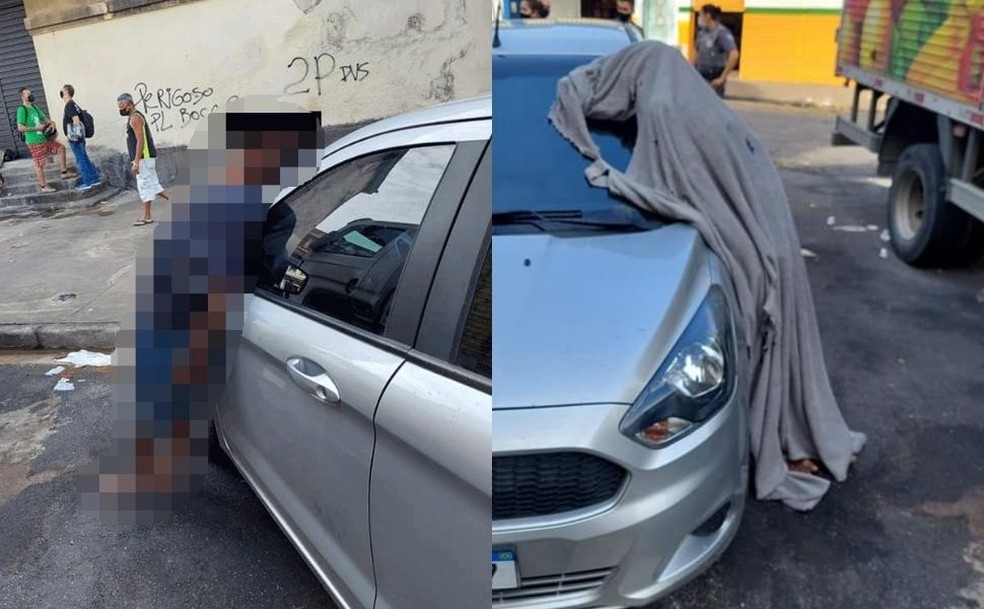 Homem foi encontrado morto em p encostado em um carro em Santos SP Foto Reproduo