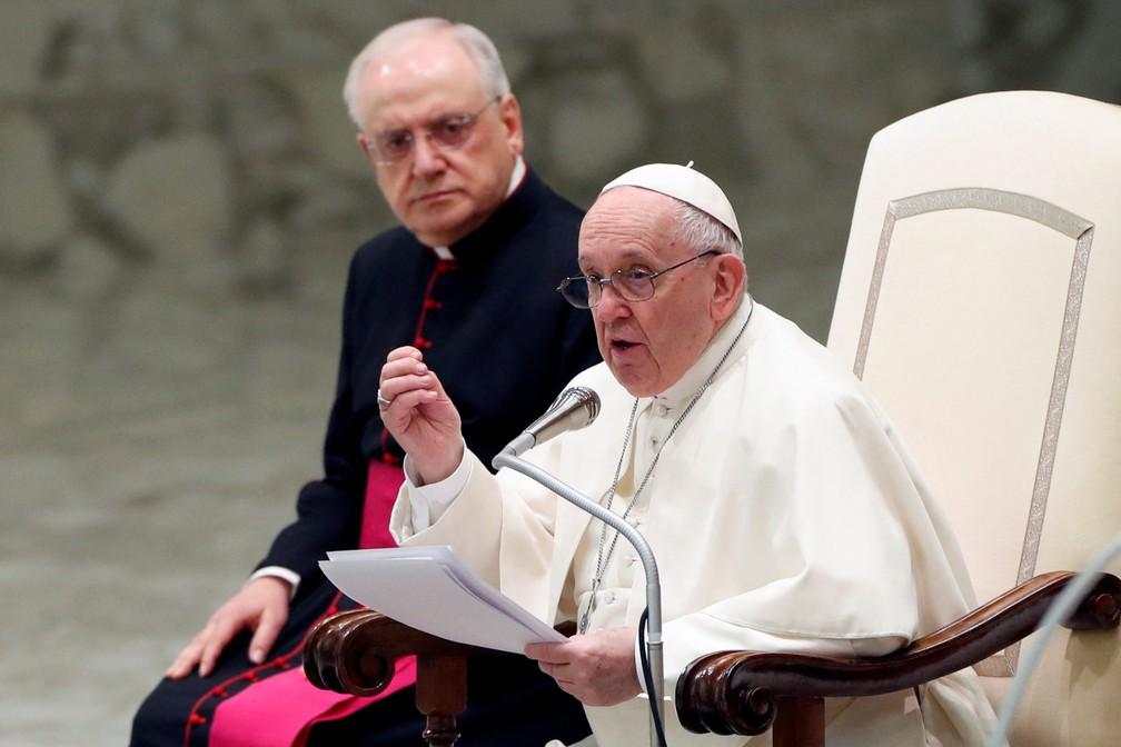 Papa Francisco em audincia geral em 26 de janeiro de 2022 Foto Remo CasilliReuters