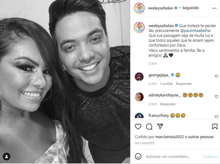Wesley Safado d adeus a Paulinha Abelha Foto Reproduo Instagram