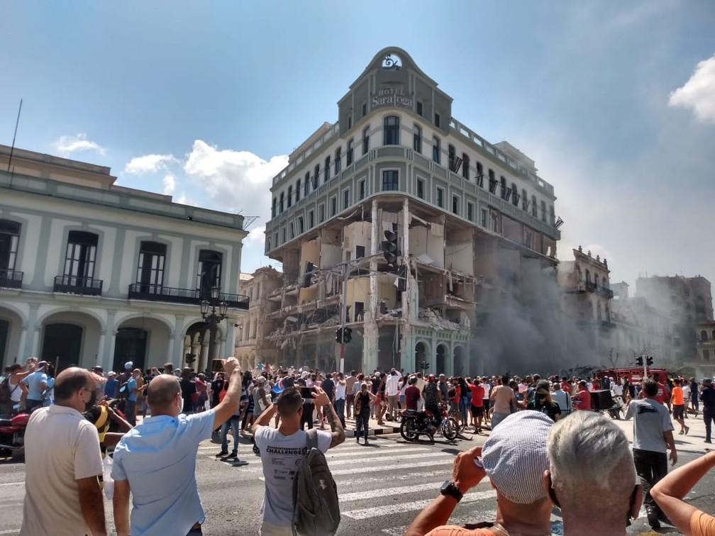 Hotel Saratoga no centro de Havana teve exploso nesta sexta-feira 6 Foto ReproduoTwittersoyleo27n
