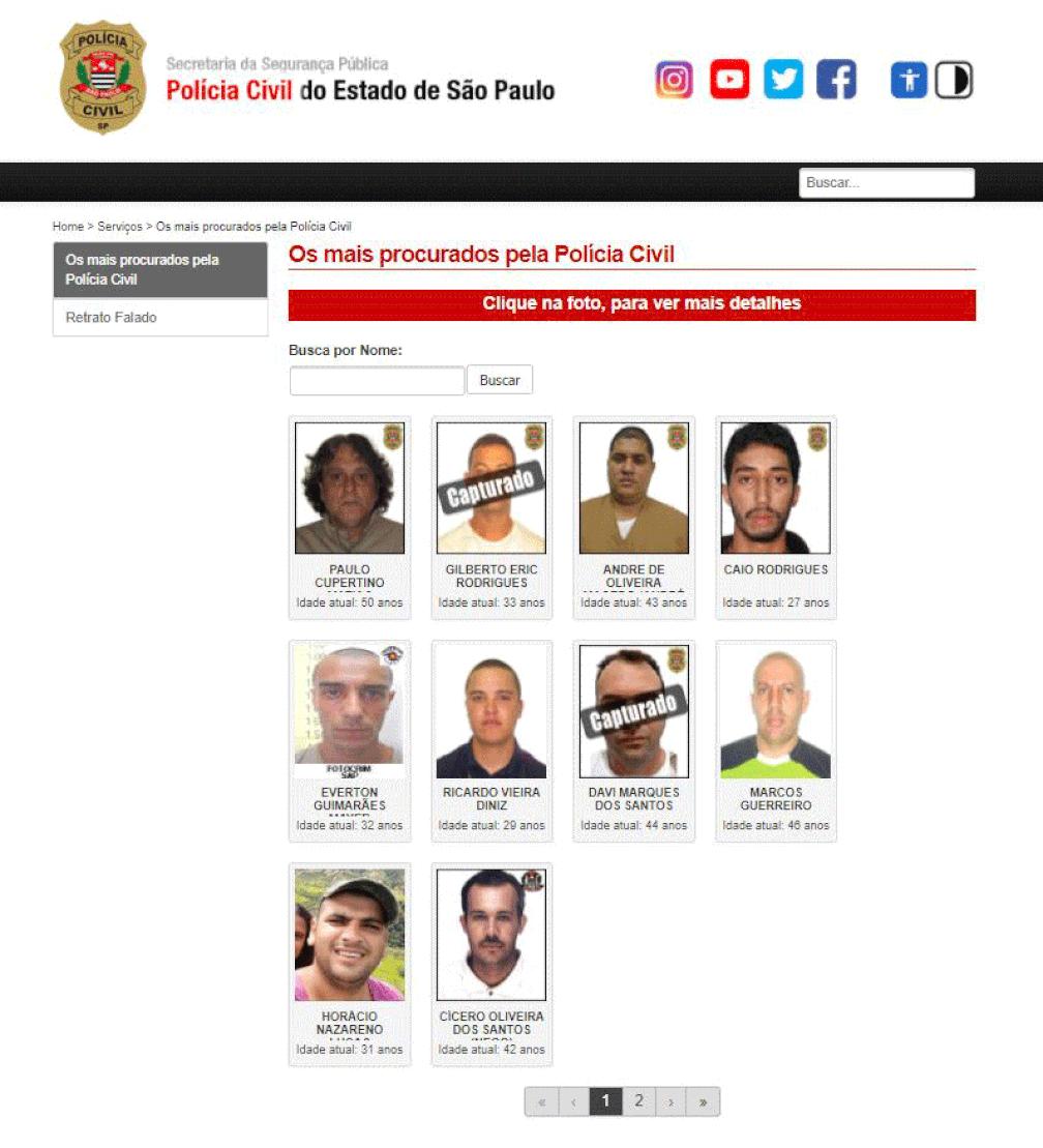 Paulo Cupertino Matias aparece como o primeiro nome na lista de criminosos mais procurados pela polcia de So Paulo Foto ReproduoPolcia Civil de SP